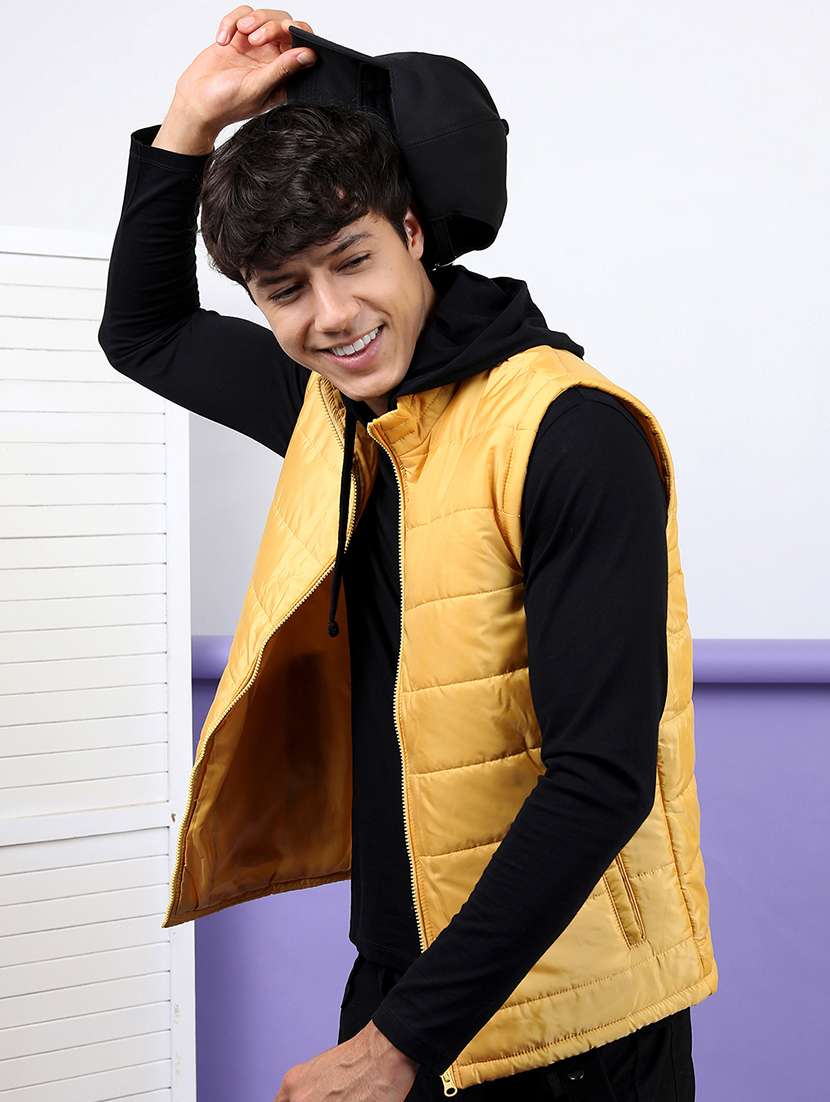 men solid sleeveless regular fit puffer jacket - 22499622 -  Standard Image - 2