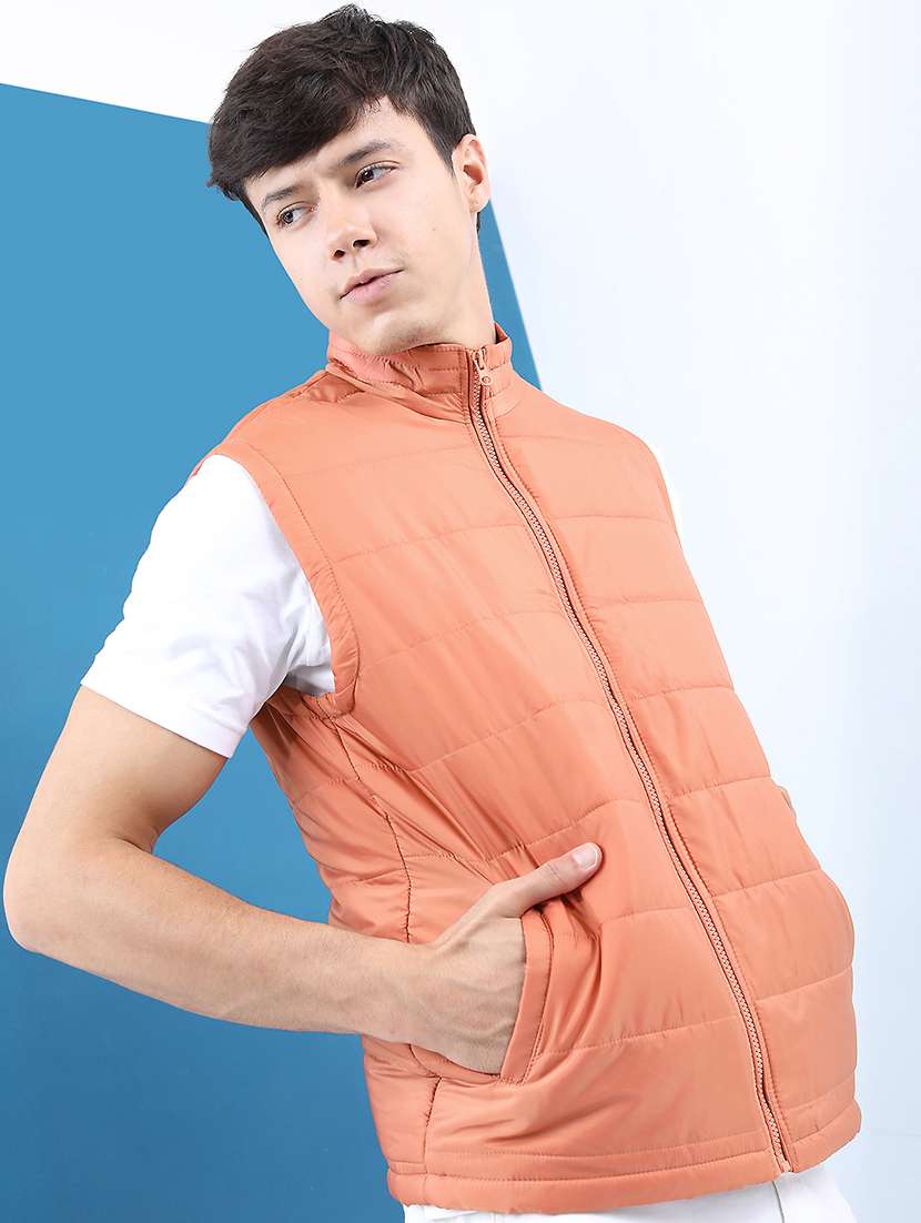 men solid sleeveless regular fit puffer jacket - 22499623 -  Standard Image - 2