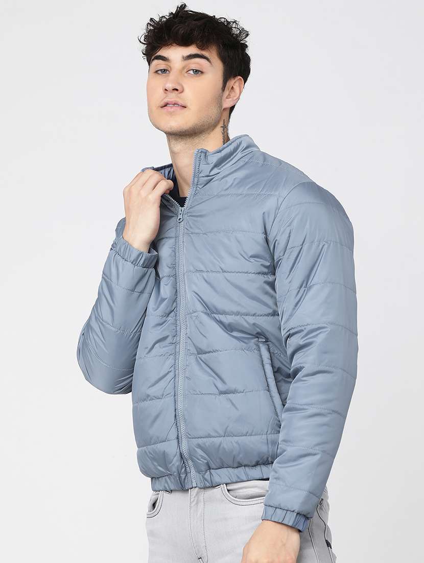 men solid long sleeve regular fit puffer jacket