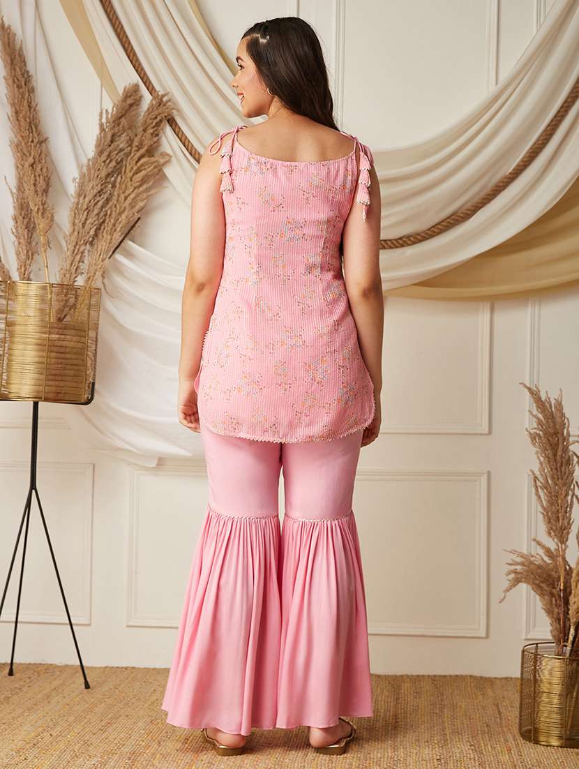 girls printed sleeveless kurta and sharara set - 22499697 -  Standard Image - 2