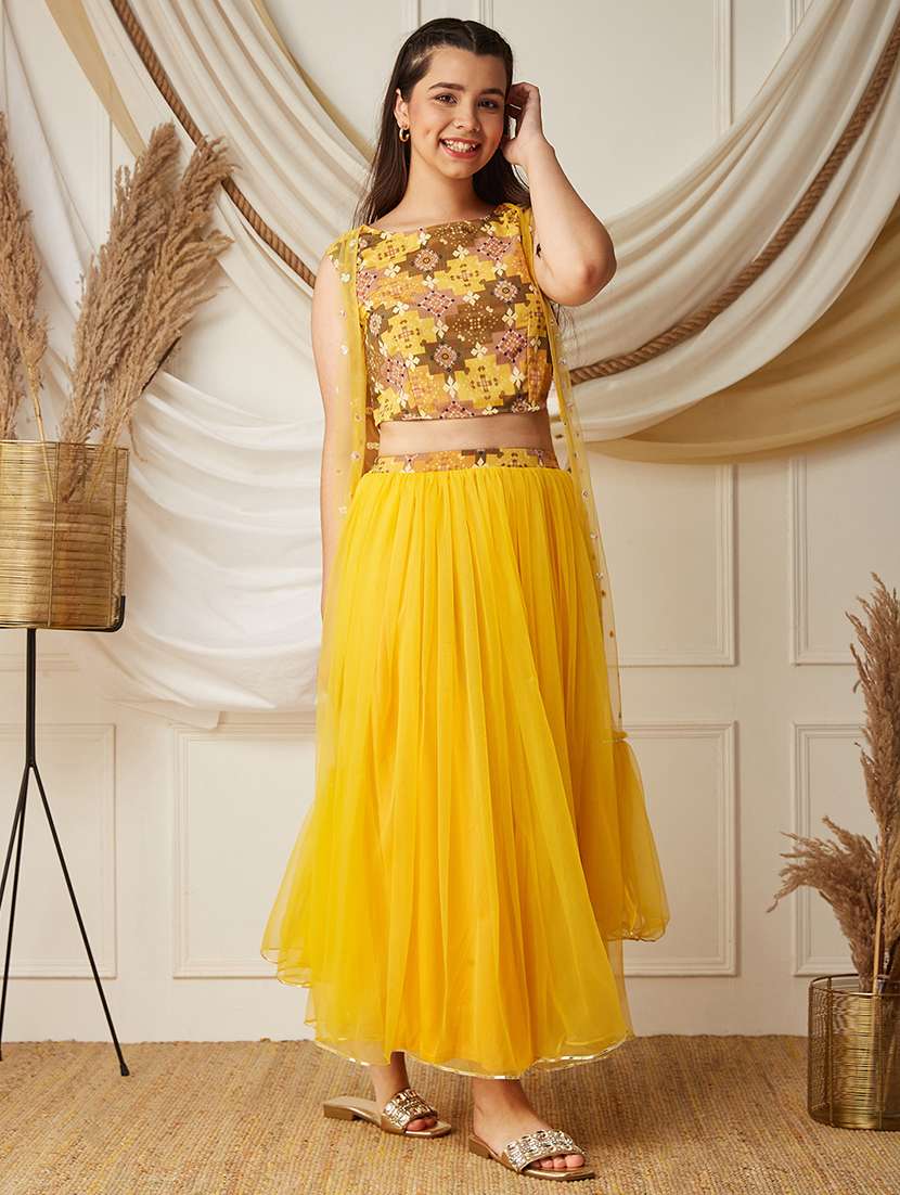 girls solid sleeveless lehenga choli set - 22499698 -  Standard Image - 2