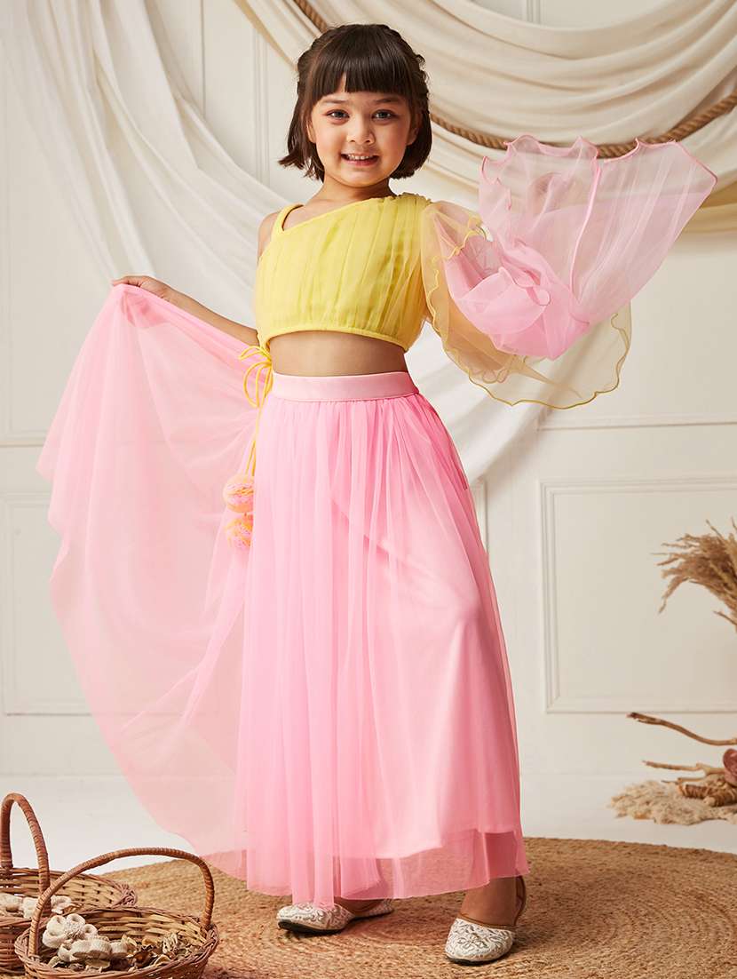 girls solid sleeveless lehenga choli set - 22499699 -  Standard Image - 2
