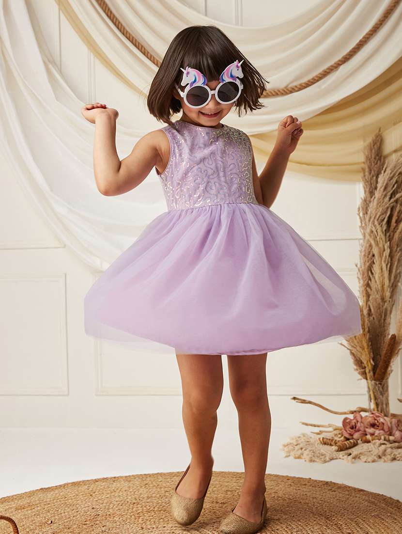 girls sequined sleeveless fit and flare dress - 22499709 -  Standard Image - 2
