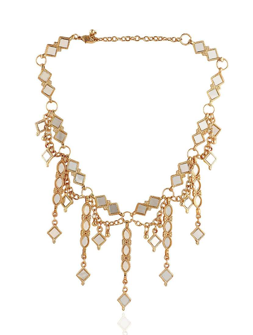  golden metal & mirror beads choker necklace - 22499743 -  Standard Image - 2