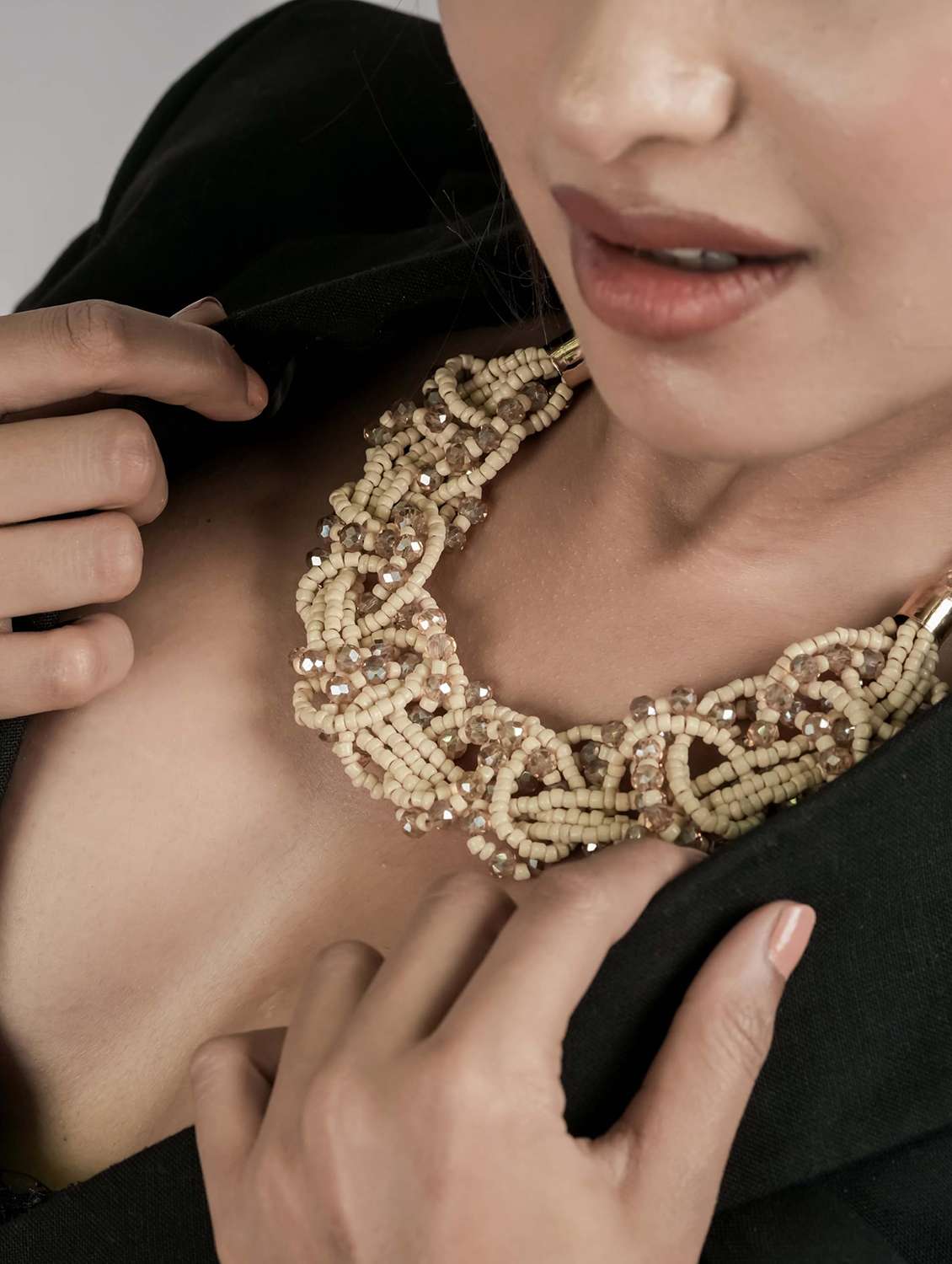venus memsaheb 16-inch brown bead & crystal necklace - 22499747 -  Standard Image - 2