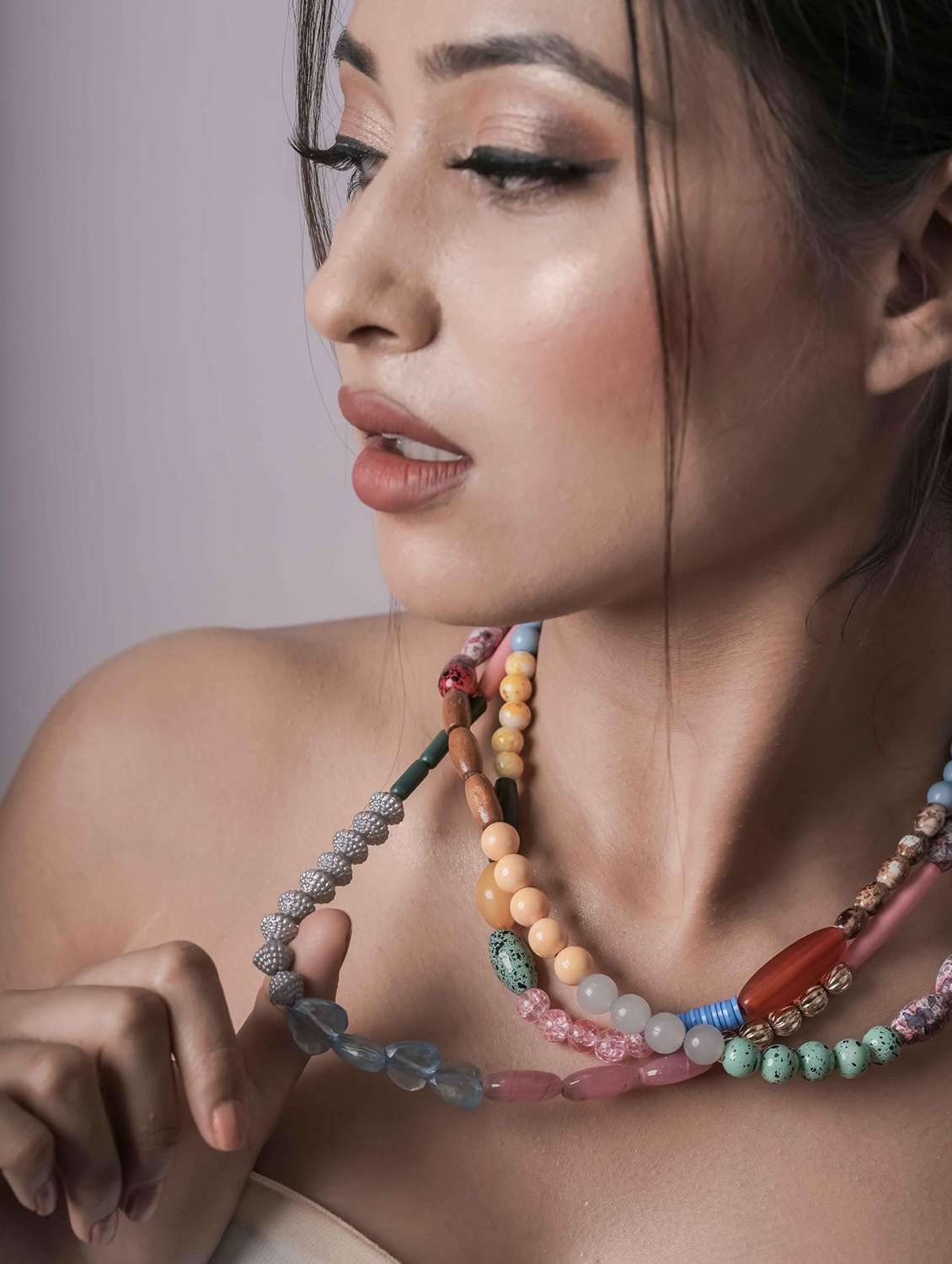 multicolor layered statement beaded necklace - 22499749 -  Standard Image - 2