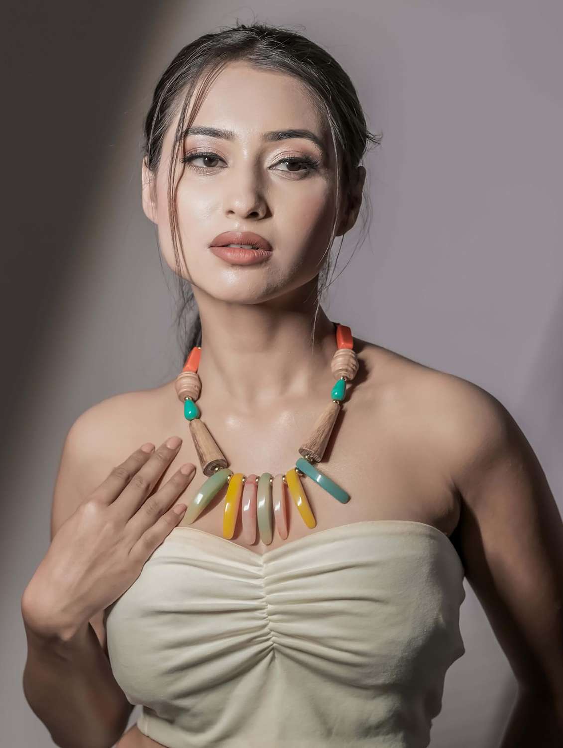 multicolor wood & resin beads necklace boho statement necklace - 22499752 -  Standard Image - 2