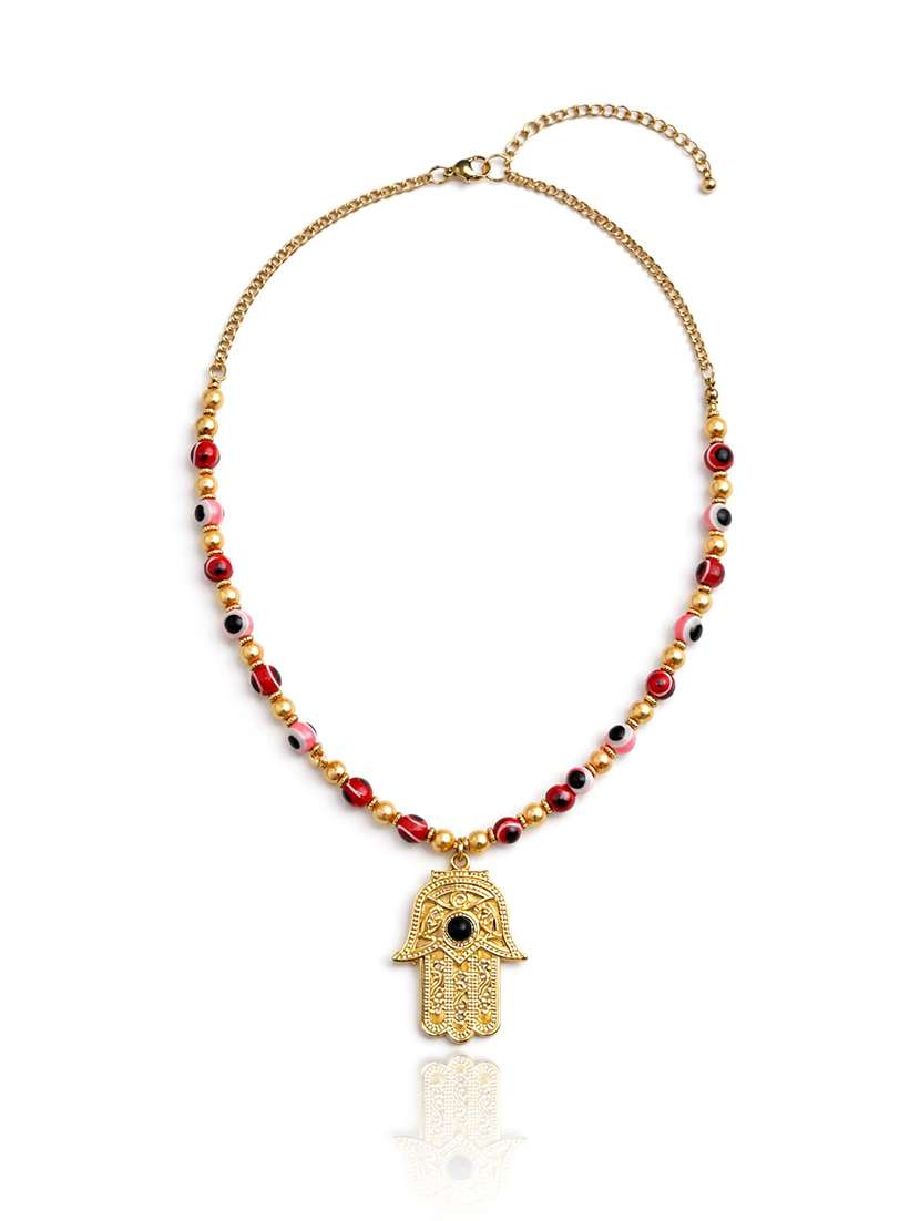 evil eye beads necklace with hamsa hand pendant for women - 22499754 -  Standard Image - 2