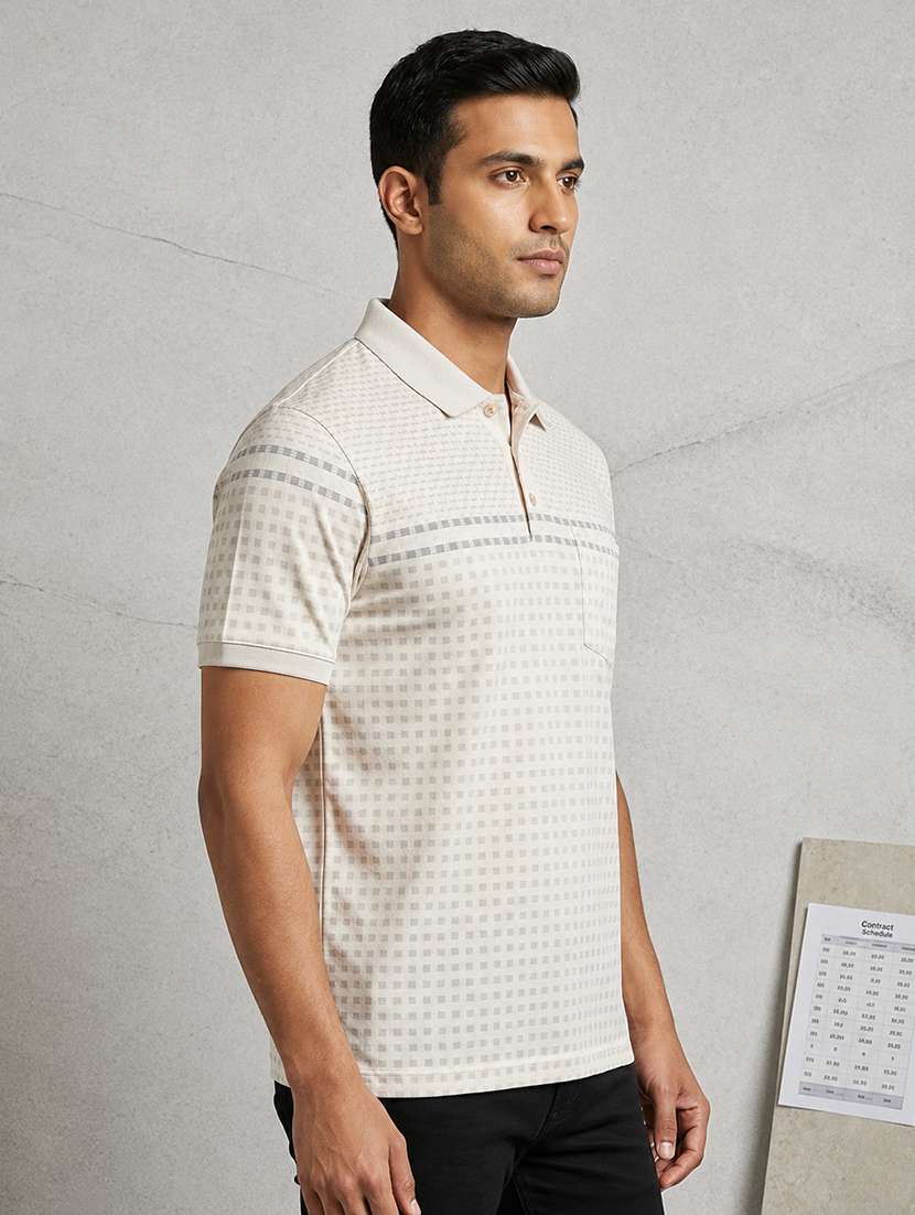 men checkered short sleeve regular fit polo t-shirt - 22499760 -  Standard Image - 2