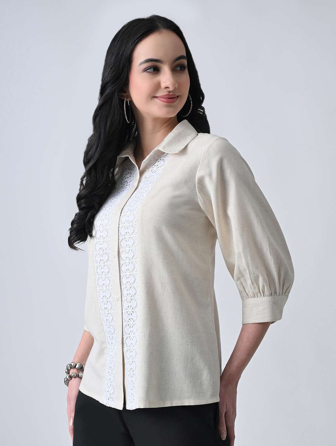 women solid with work collared regular shirt - 22499785 -  Standard Image - 2
