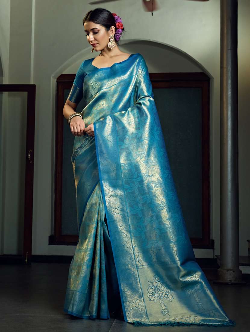 women self design kanjivaram saree with blouse - 22499789 -  Standard Image - 2