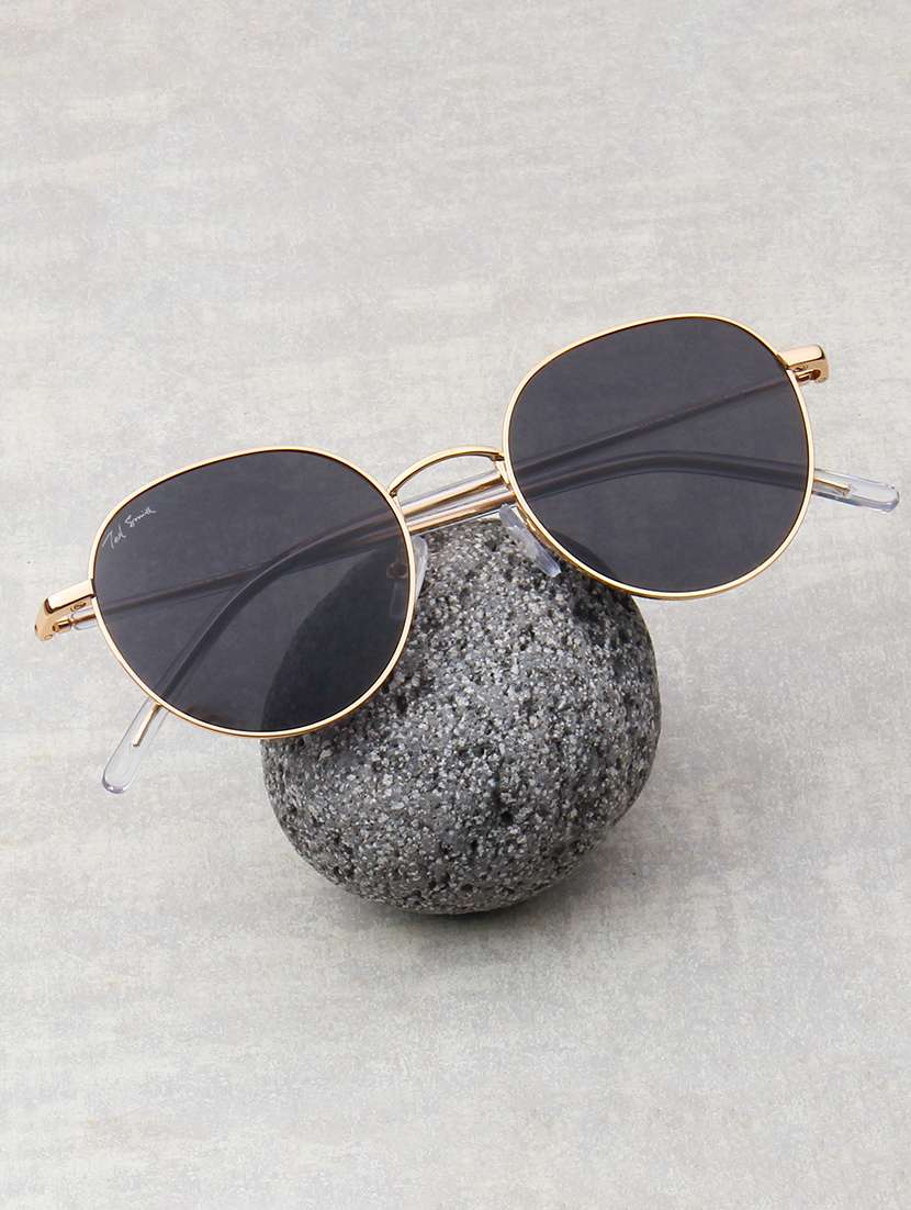 ted smith unisex black premium metal sunglasses with polarized lenses.