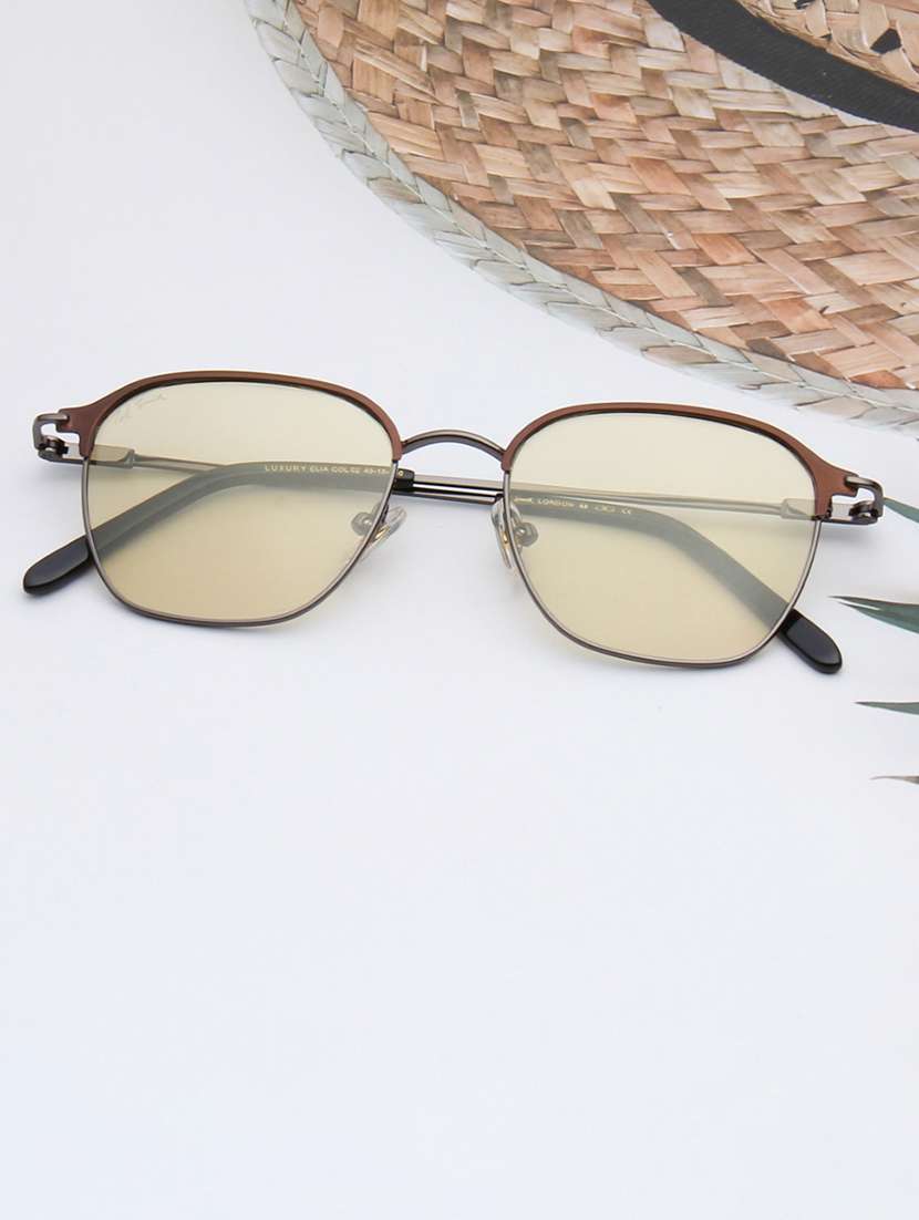 ted smith unisex brown lens & brown browline sunglasses