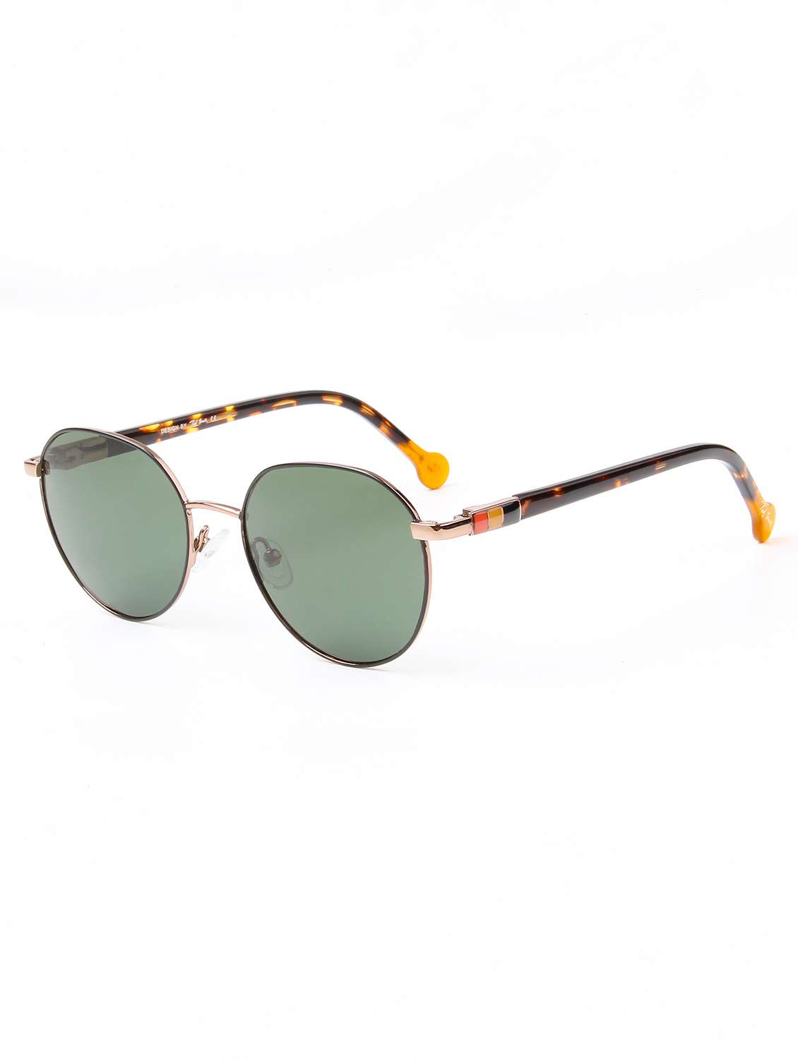 ted smith unisex round metal gold black-green sunglasses with polarized lenses - 22499976 -  Standard Image - 2
