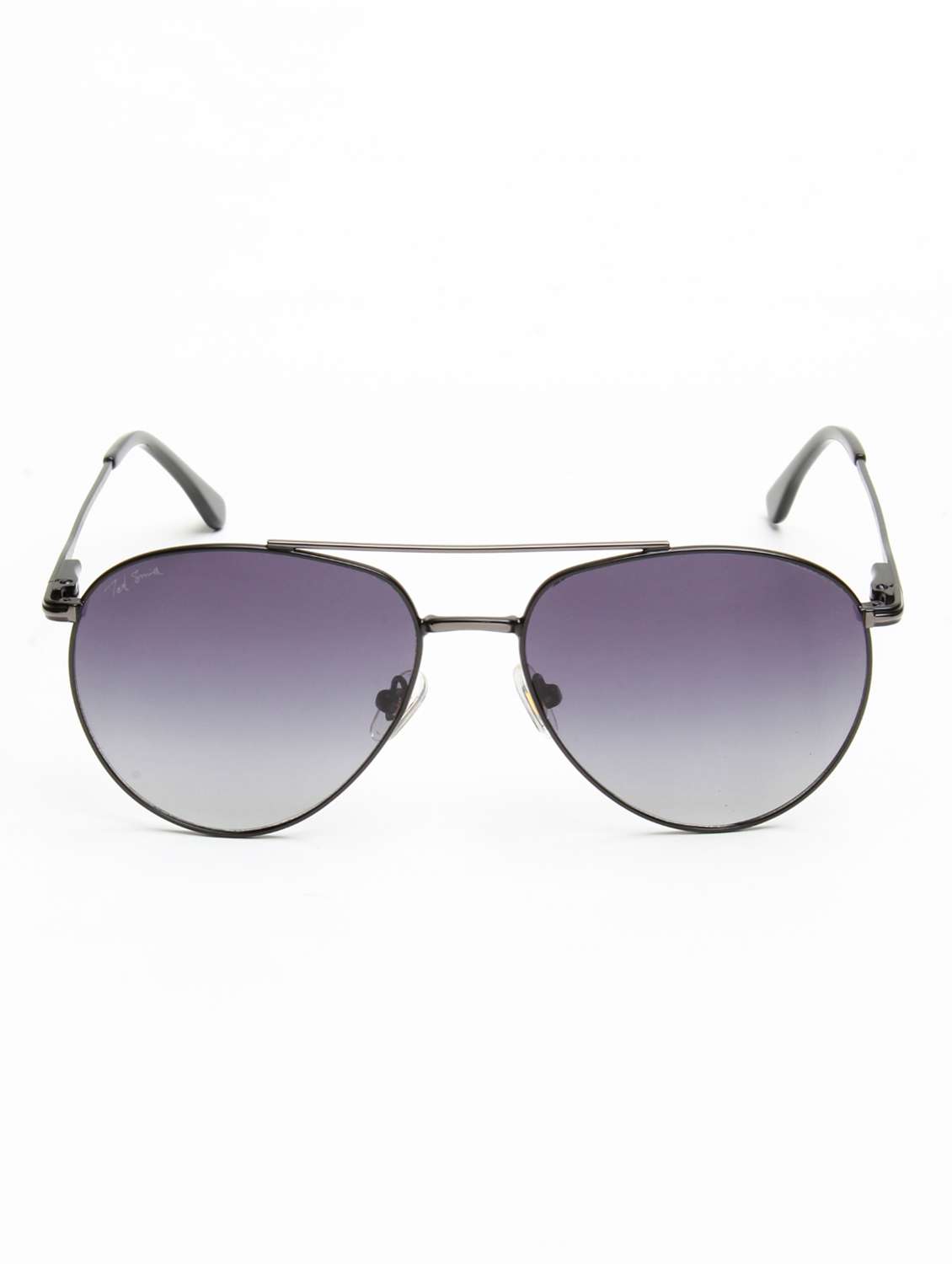 ted smith unisex purple lens & gunmetal-toned aviator sunglasses