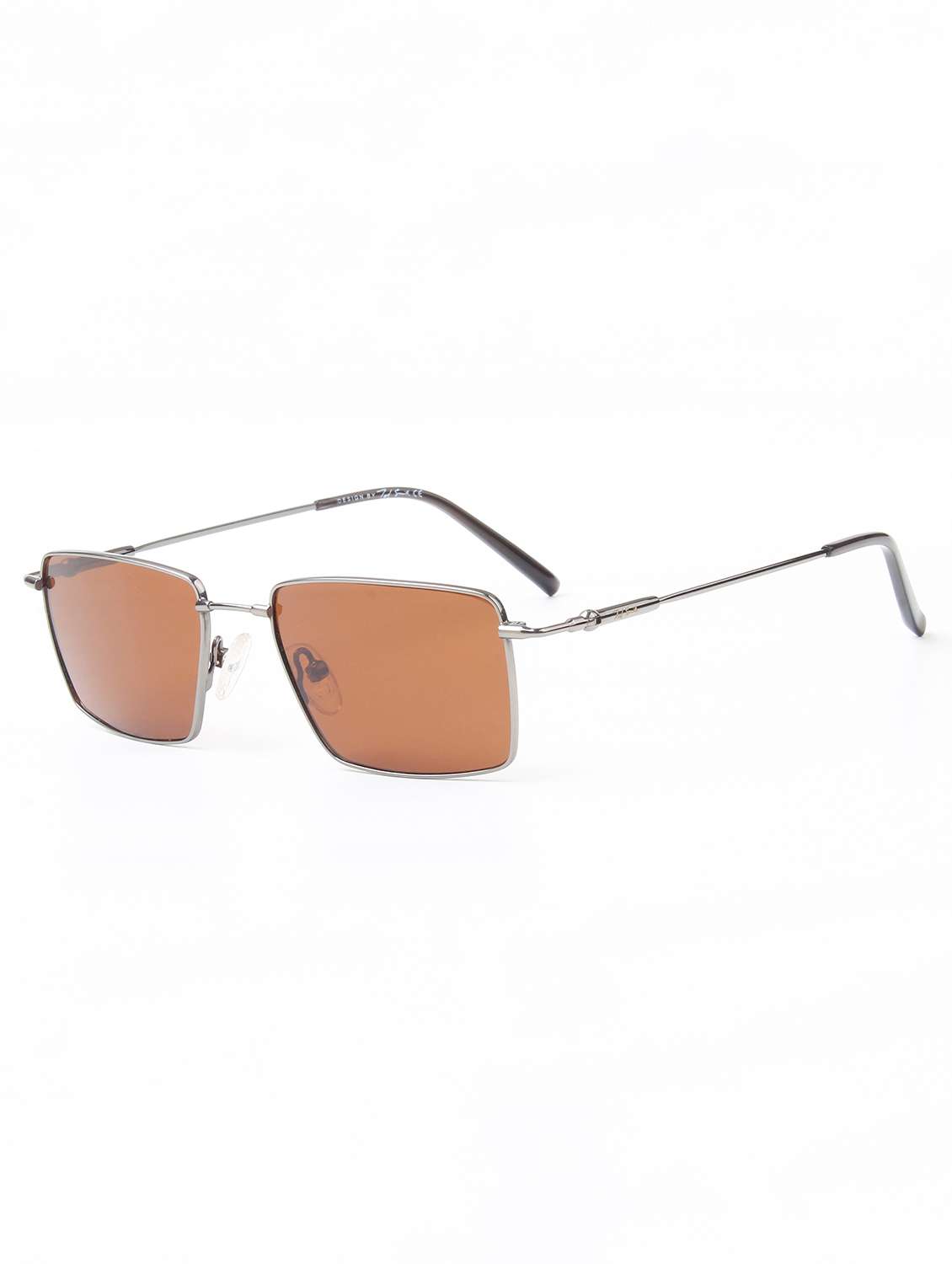 ted smith unisex rectangle metal silver-brown sunglasses with polarized lenses - 22499995 -  Standard Image - 2