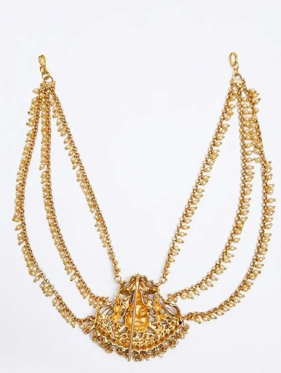 gold plated temple antique jada billai with mattal hair pin - 22500022 -  Standard Image - 2