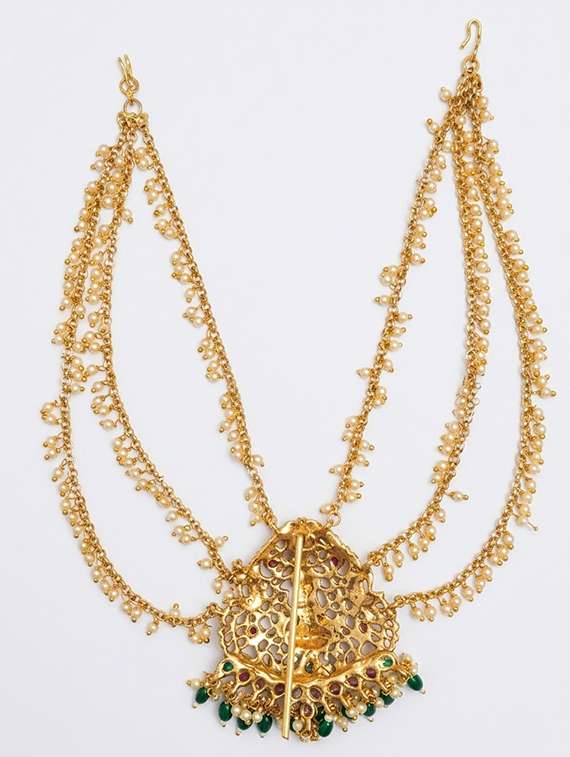 antique gold plated laxmi jada billai with mattal hair pin - 22500024 -  Standard Image - 2