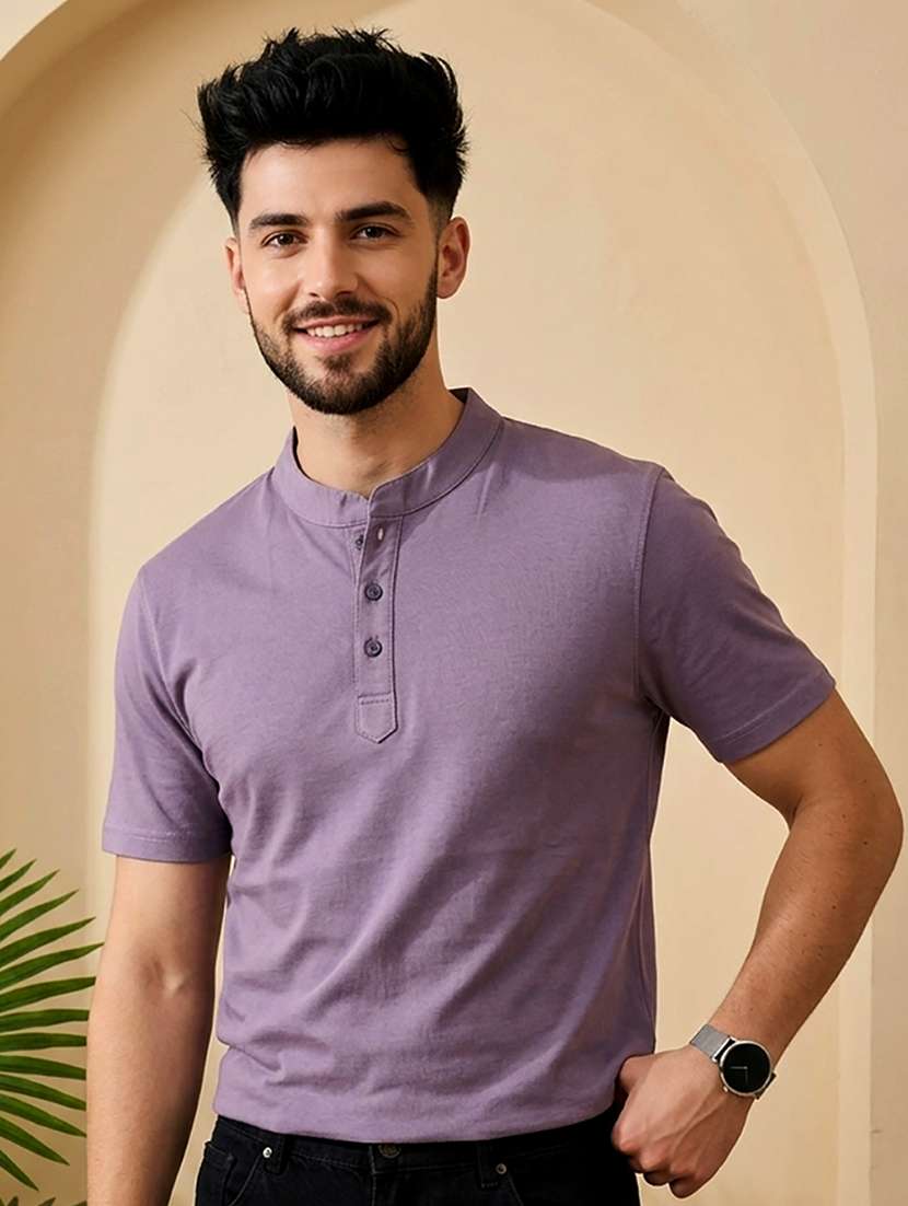 men solid short sleeve regular fit t-shirt
