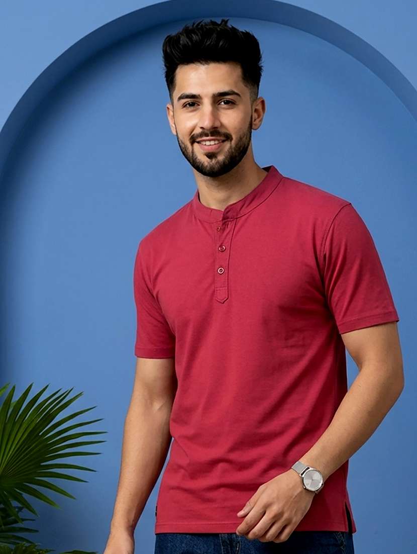 men solid short sleeve regular fit t-shirt