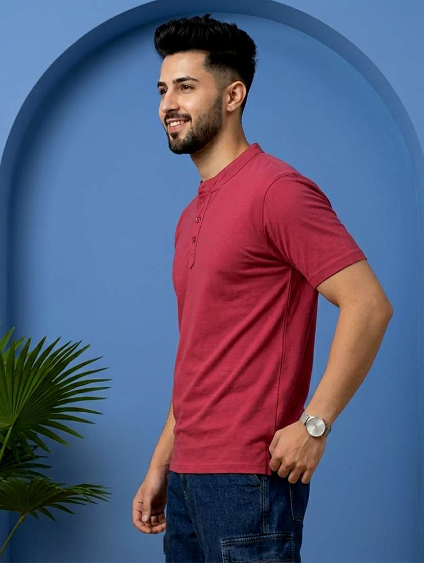 Men Solid Short Sleeve Regular Fit T-shirt - 22500029 -  Standard Image - 2