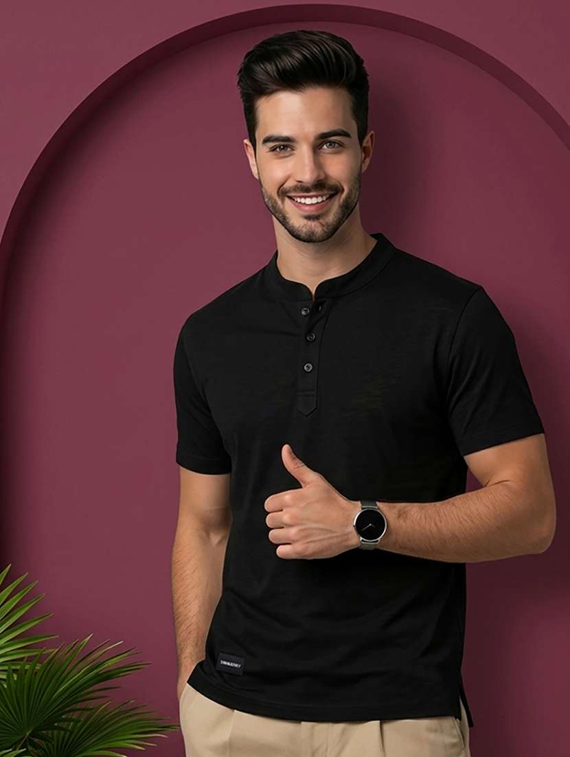 men solid short sleeve regular fit t-shirt