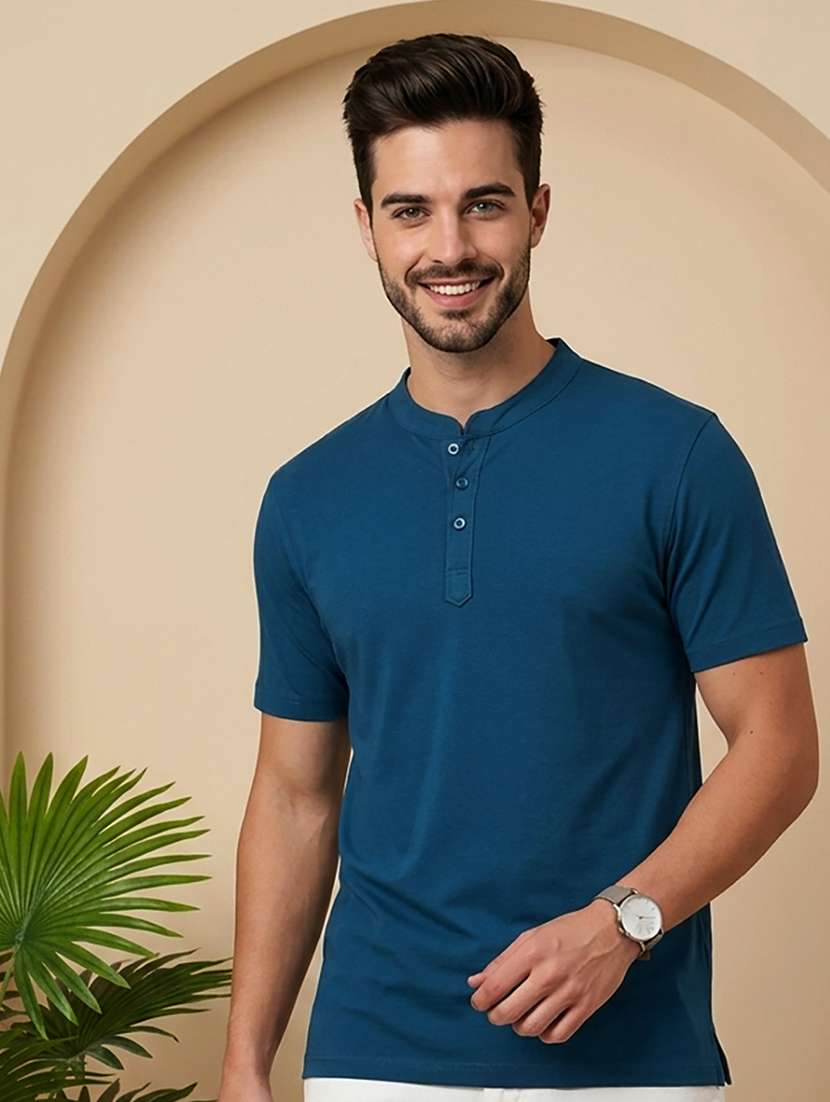 men solid short sleeve regular fit t-shirt