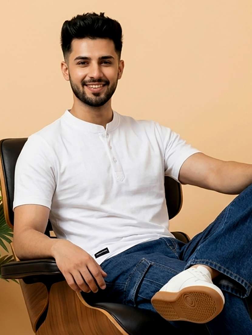 men solid short sleeve regular fit t-shirt