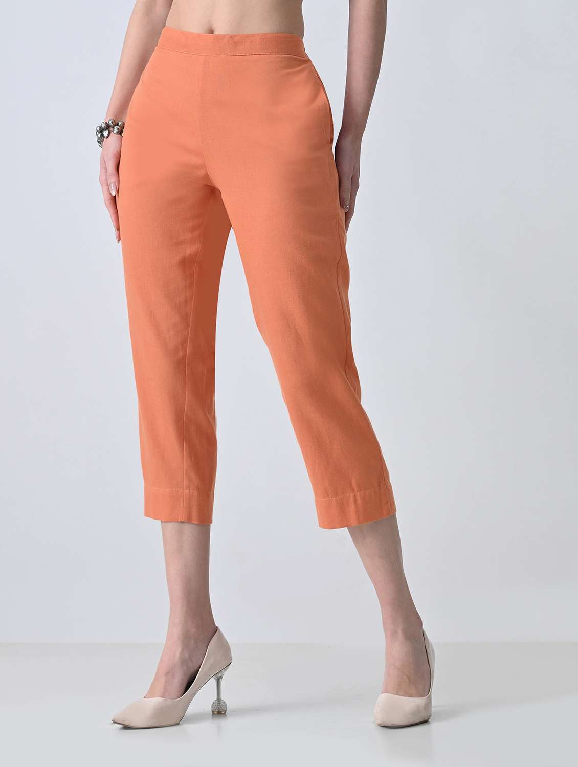 Women Solid Mid Rise Tapered Pant - 22500110 -  Standard Image - 2