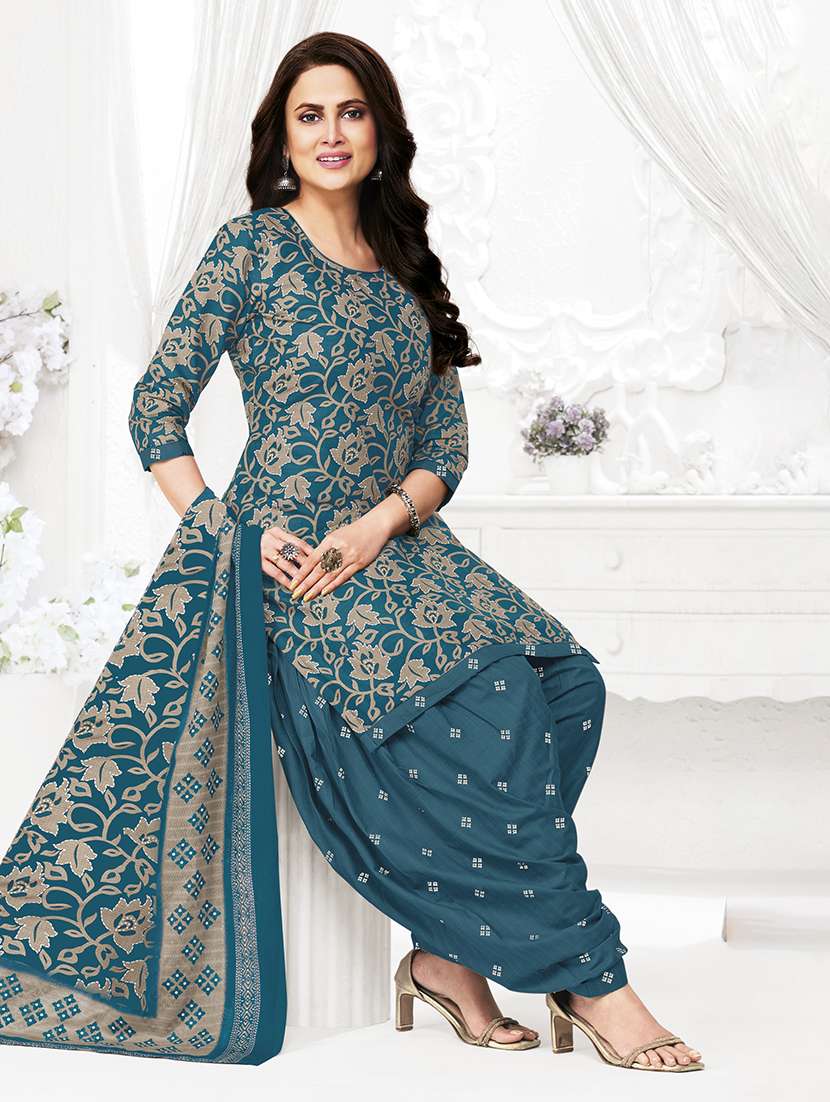 women printed three quarter sleeve kurta patiala with dupatta set - 22500153 -  Standard Image - 2