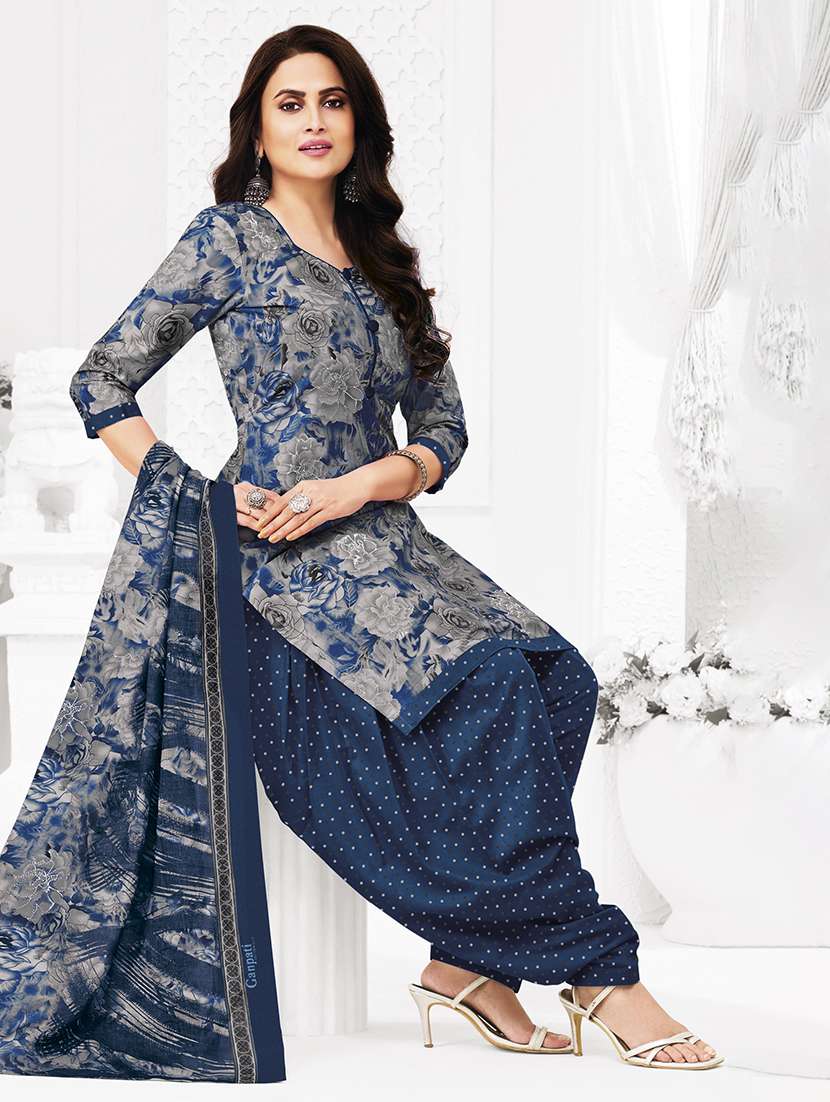 women printed three quarter sleeve kurta patiala with dupatta set - 22500157 -  Standard Image - 2