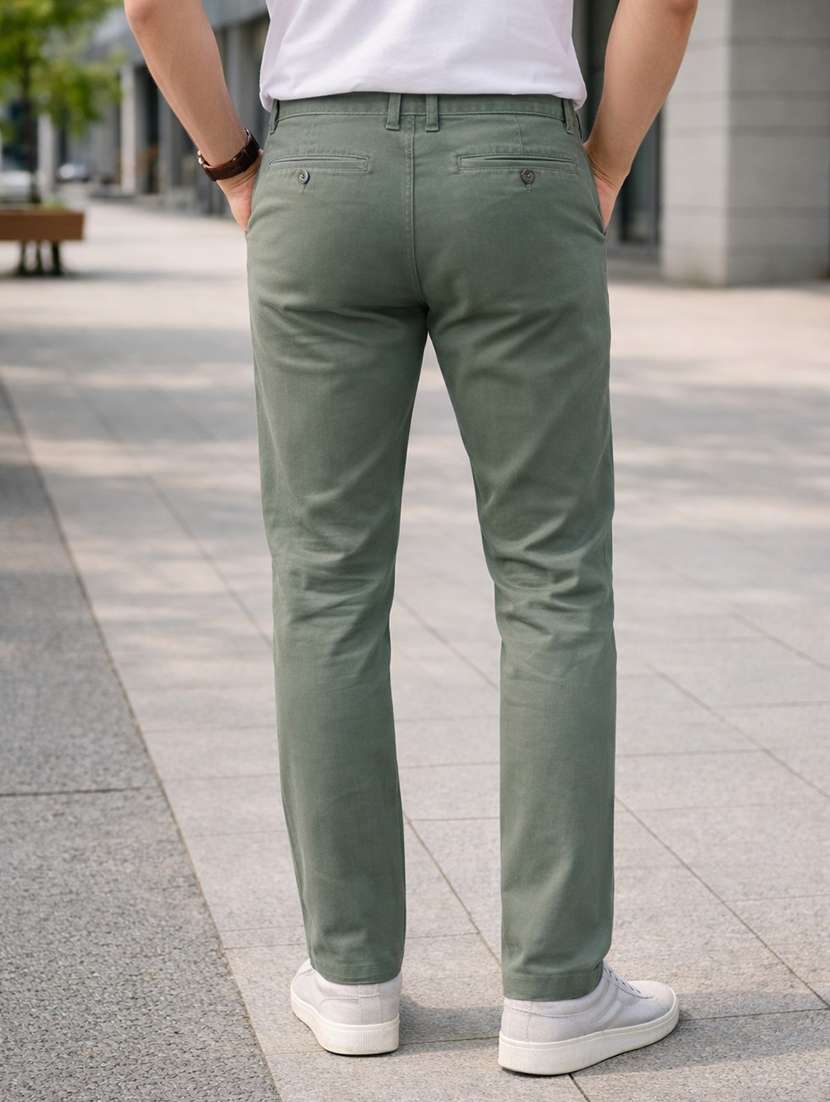 men solid mid rise chinos casual trouser - 22500191 -  Standard Image - 2