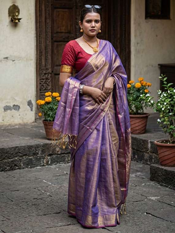 women solid handloom saree with blouse