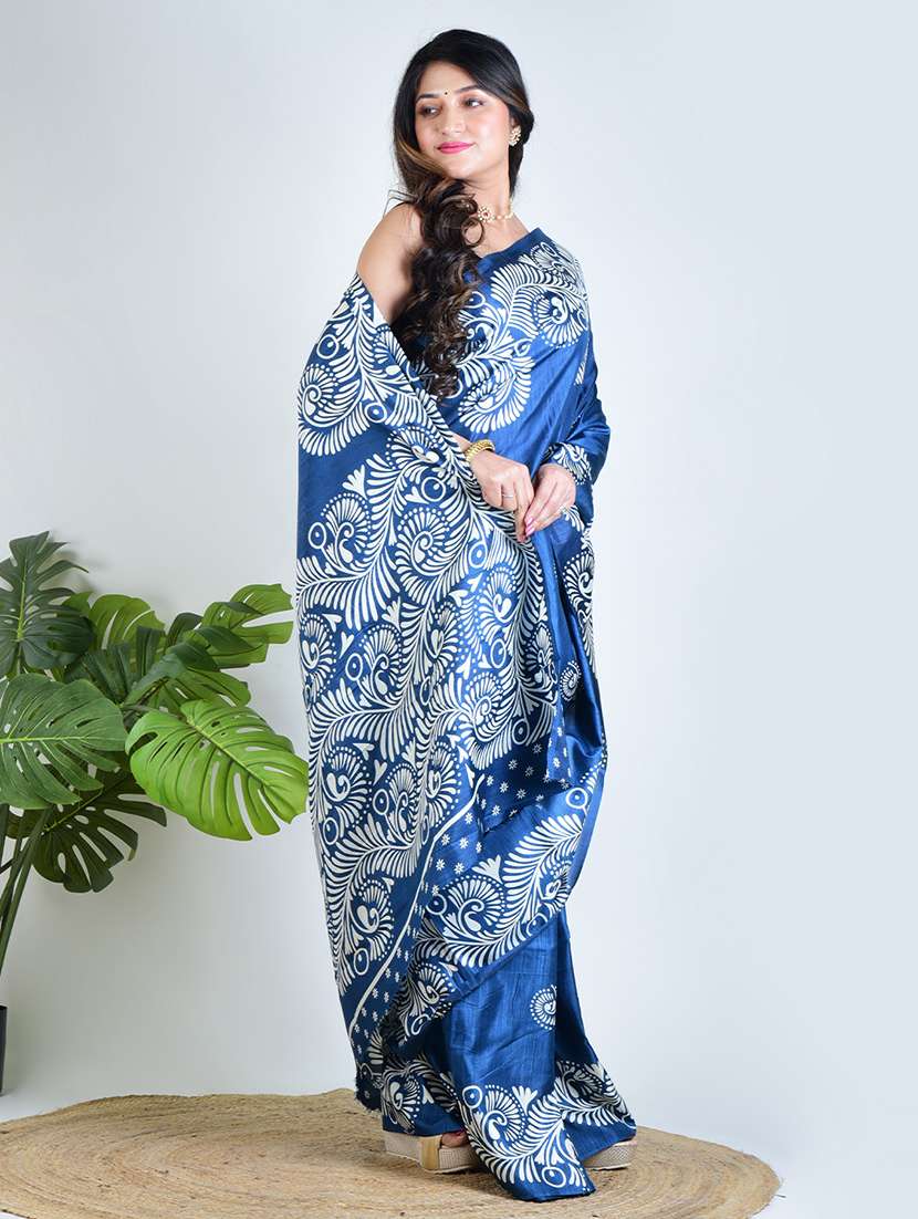 women printed casual wear saree with blouse - 22500240 -  Standard Image - 2