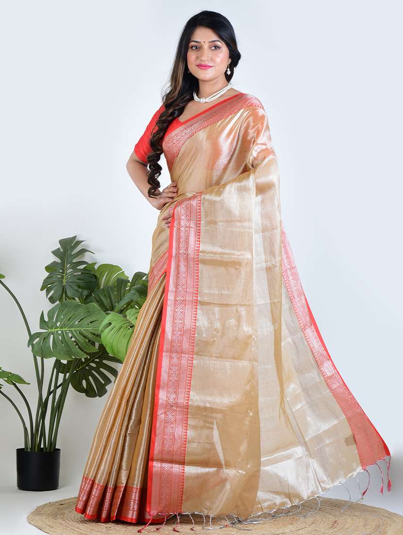 women solid with bordered saree with blouse - 22500241 -  Standard Image - 2