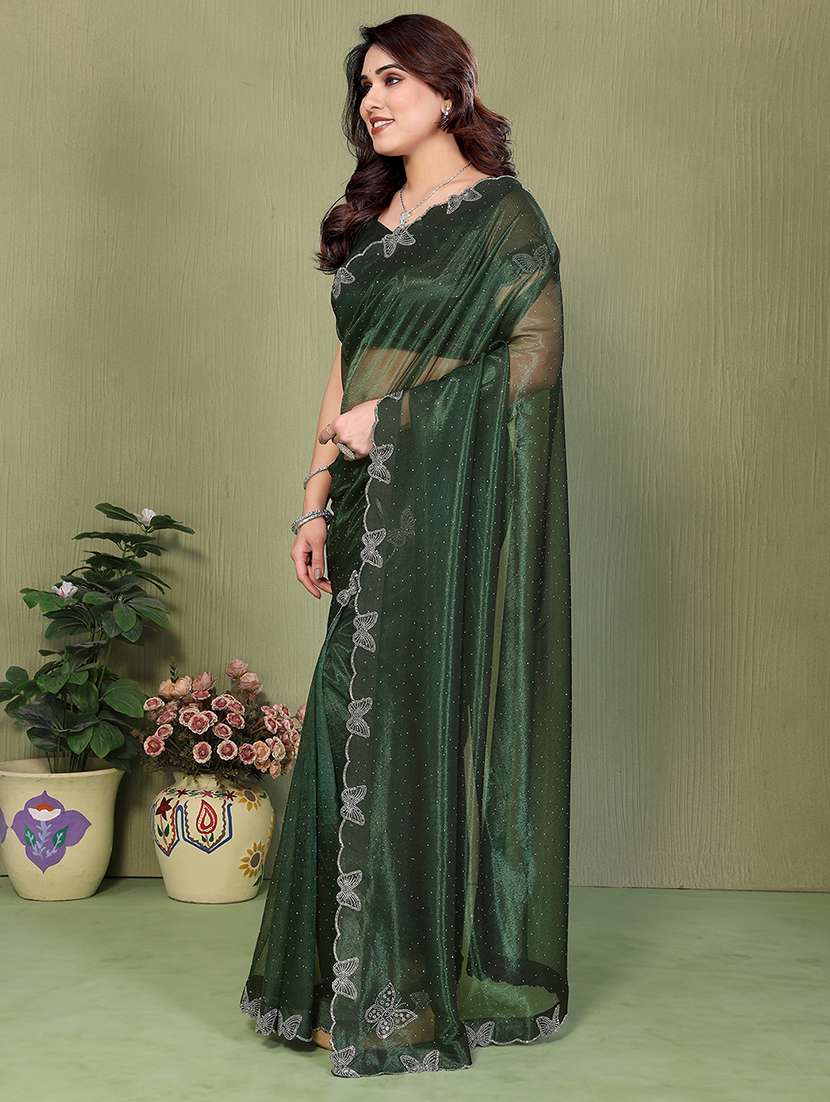 women solid with work embellished saree with blouse - 22500264 -  Standard Image - 2