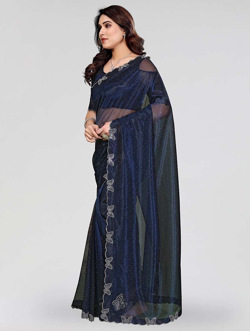 women solid with work embellished saree with blouse - 22500265 -  Standard Image - 2