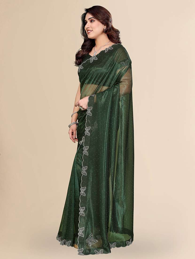 women solid with work embellished saree with blouse - 22500272 -  Standard Image - 2