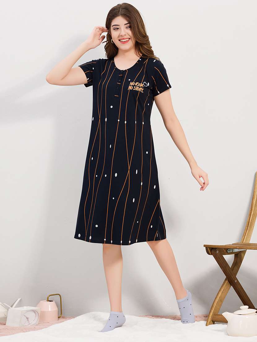 women printed round neck sleepshirt - 22500280 -  Standard Image - 2