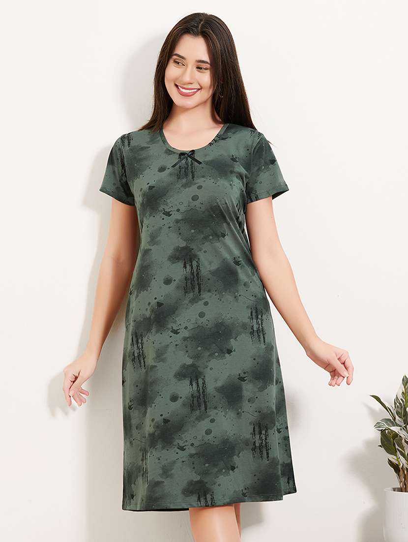 women printed round neck sleepshirt - 22500282 -  Standard Image - 2