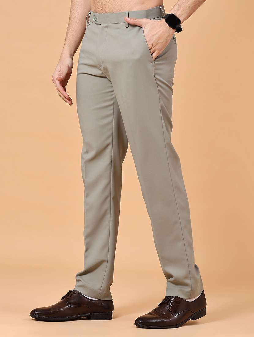 Men Solid Mid Rise Straight Formal Trouser - 22500285 -  Standard Image - 2
