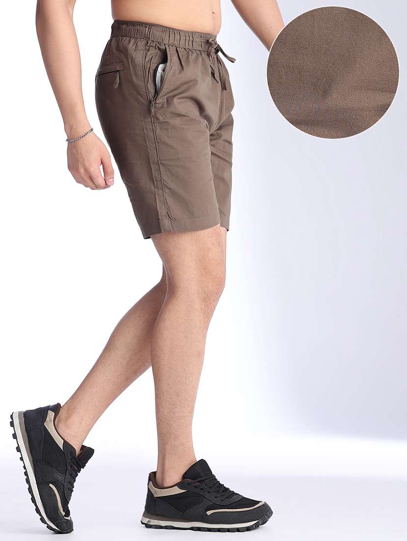 Men Solid Mid Rise Regular Fit Shorts - 22501060 -  Standard Image - 2