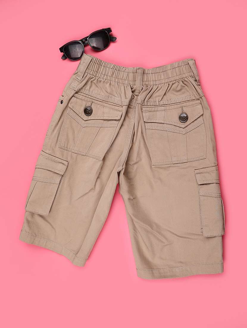 Boys Solid Mid Rise Three Fourth Shorts - 22501614 -  Standard Image - 2