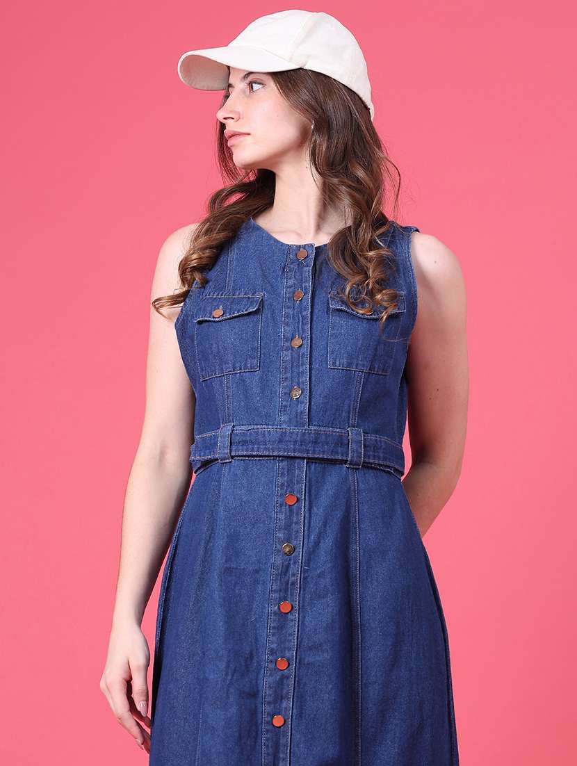 Women Solid Sleeveless A-line Dress - 22501683 -  Standard Image - 2