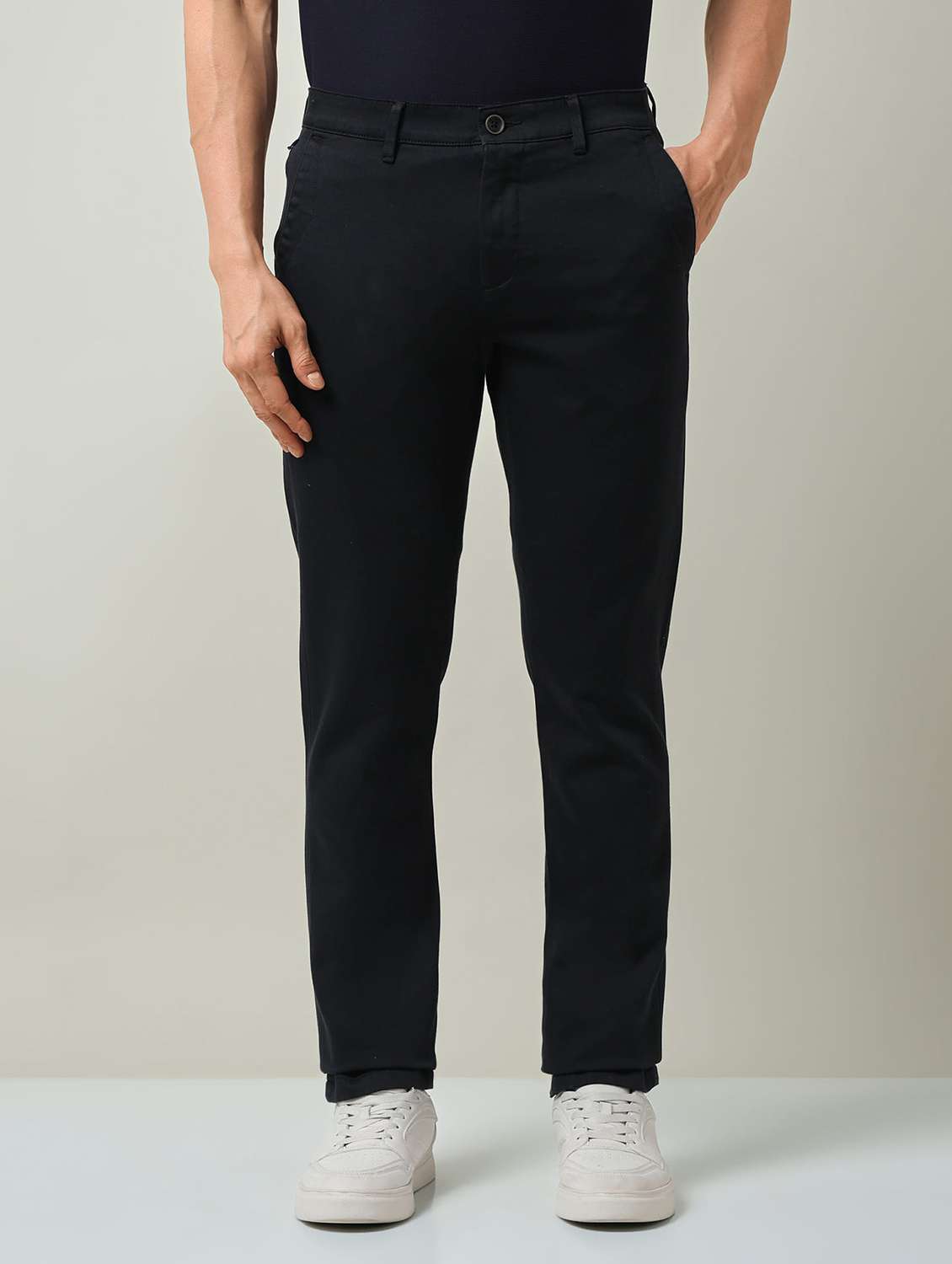 men solid mid rise chinos casual trouser - 22501902 -  Standard Image - 2