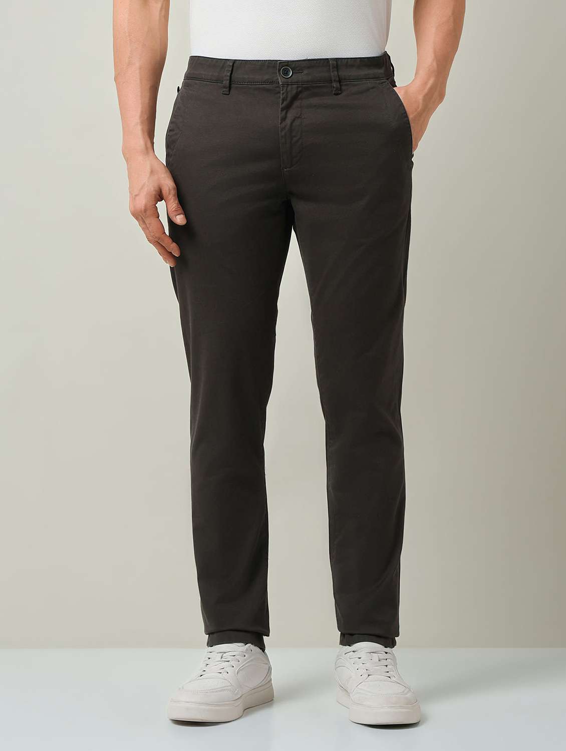 men solid mid rise chinos casual trouser - 22501906 -  Standard Image - 2