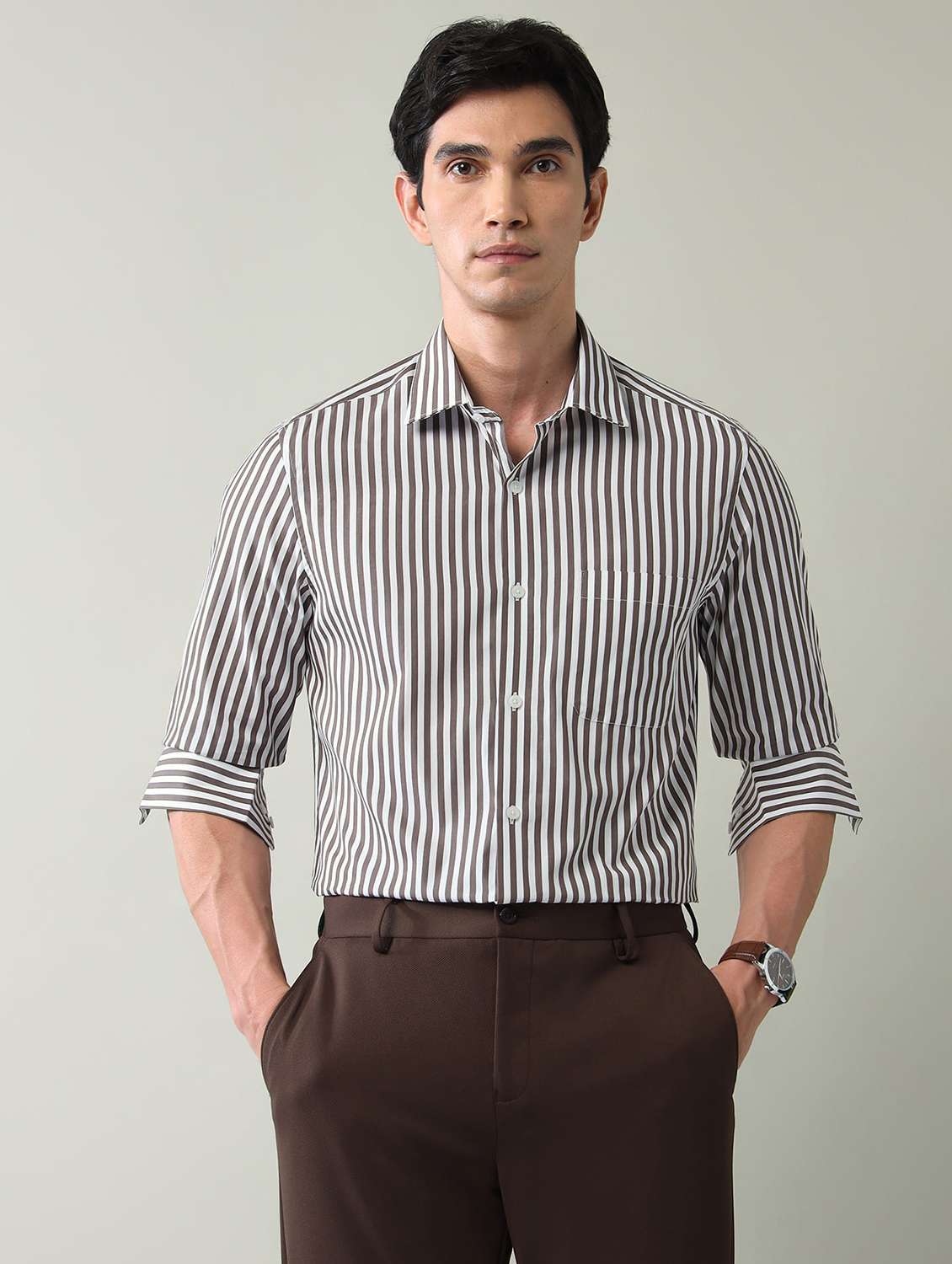 men striped long sleeve regular fit casual shirt - 22501913 -  Standard Image - 2