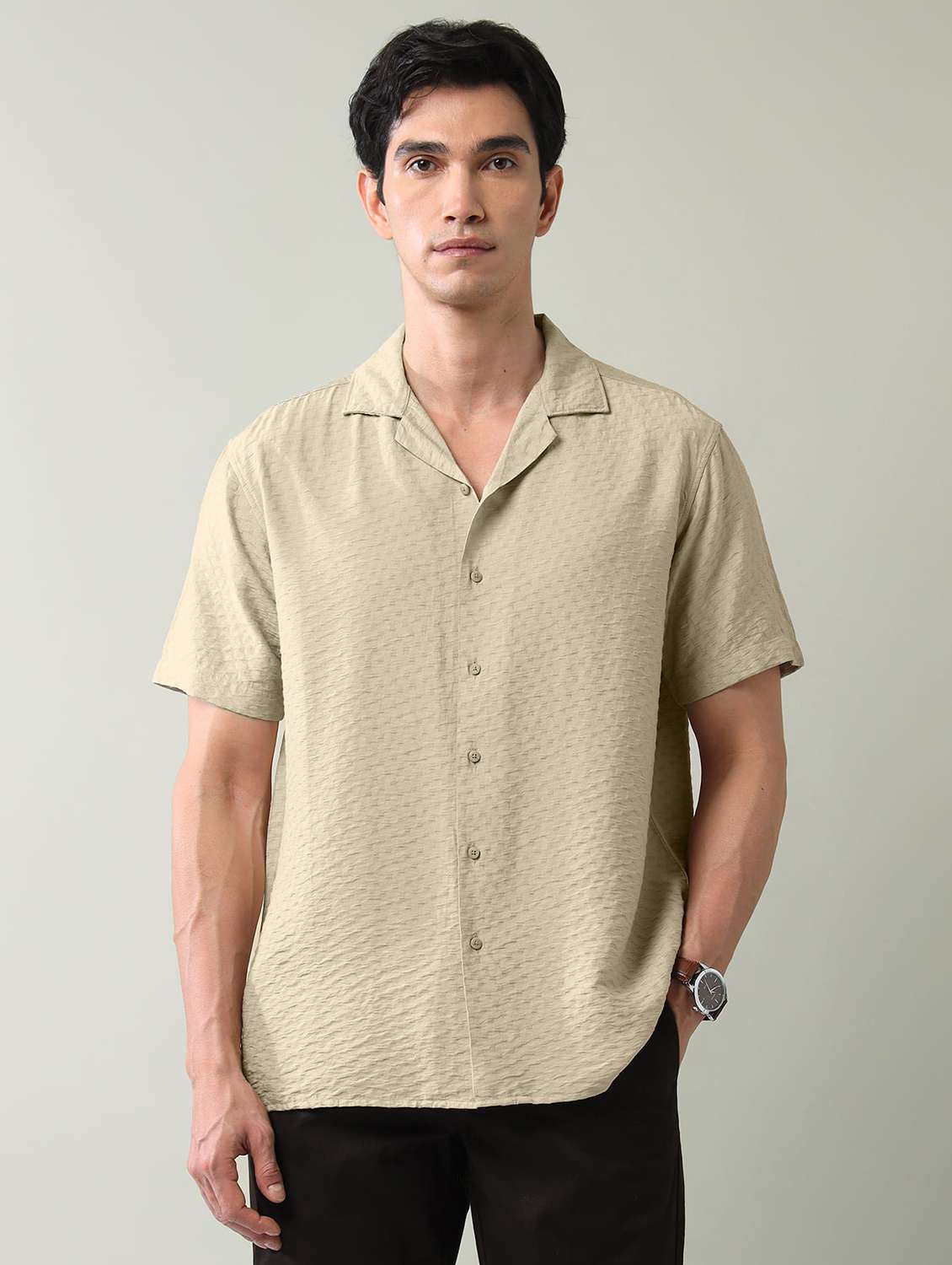 men self design short sleeve regular fit casual shirt - 22501919 -  Standard Image - 2