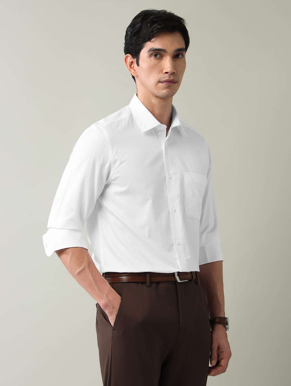 men solid long sleeve regular fit formal shirt - 22501945 -  Standard Image - 2