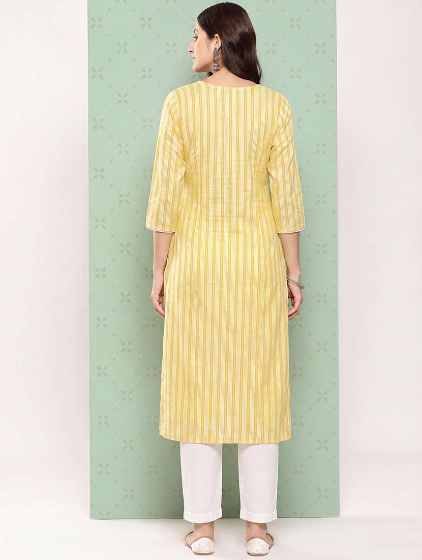 women printed notch neck straight kurta - 22501975 -  Standard Image - 2